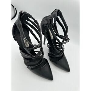 Steve Madden Foxxee Black Strappy Pointed Closed Toe Heel Size 7